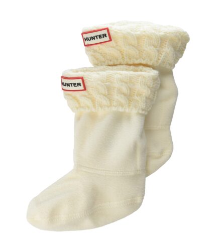 Hunter Girl's Original Kids' Half-Cardigan 6 Stitch Cable Boot Socks (Toddler/Little Kid/Big Kid) Hunter White XL (Shoe 4-6 Big Kid)
