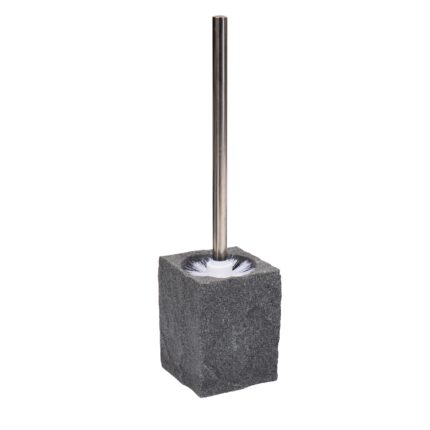 Maison Sucasa Toilet Brush and Holder Set, for Bathroom, Bathroom Accessory, Stone Design, Resin, Gray