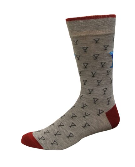 Rockport Men's Martini Glass Crew Socks 1 Pair, Grey Heather, Men's US: 8-12 / EU: 41-45